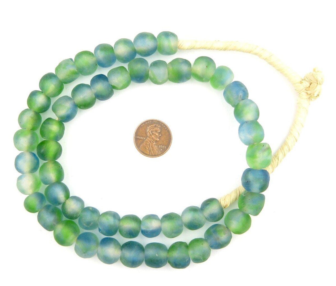 The Bead Chest African Recycled Glass Beads, 11mm - Full Strand Eco-Friendly Fair Trade Sea Glass Beads from Ghana Handmade Ethnic Round Spherical Tribal Boho Krobo Spacer Beads